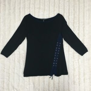 WHBM Contrast Lace Up Hem Pullover Sweater - Sz XS